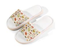 Myfsucce Pantofole da donna, con punta aperta, antiscivolo, comode, traspiranti, estive, in lino, pantofole da casa per donne e uomini, per interni, Foglia Floreale Fung, 42.5/43 EU