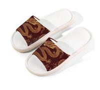 Myfsucce Pantofole da donna, con punta aperta, antiscivolo, comode, traspiranti, estive, in lino, pantofole da casa per donne e uomini, per interni, Drago tradizionale cinese, 41/42 EU