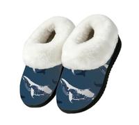 Myfsucce Pantofole soffici da donna e uomo, calde e accoglienti, con retro chiuso | Collare in pelliccia sintetica pelosa, suola in gomma TPR antiscivolo, per interni ed esterni, balena oceanica