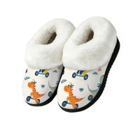 Myfsucce Pantofole soffici da donna e uomo, calde e accoglienti, con retro chiuso | Collare in pelliccia sintetica pelosa, suola in gomma TPR antiscivolo, per interni ed esterni, scooter dinosauro tropicale