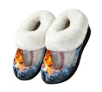 Myfsucce Pantofole soffici da donna e uomo, calde e accoglienti, con retro | Collare in pelliccia sintetica pelosa, suola in gomma TPR antiscivolo, per interni ed esterni, per baseball, fuoco, fulmine