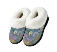 Myfsucce Pantofole soffici da donna e uomo, calde e accoglienti, con retro | Collare in pelliccia sintetica pelosa, suola in gomma TPR antiscivolo, per interni ed esterni, fiore di tarassaco gigante di
