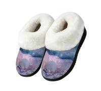 Myfsucce Pantofole soffici da donna e uomo, calde e accoglienti, con retro | Collare in pelliccia sintetica pelosa, suola in gomma TPR antiscivolo, per interni ed esterni, con perle di conchiglie