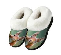Myfsucce Pantofole soffici da donna e uomo, calde e accoglienti, con retro | Collare in pelliccia sintetica pelosa, suola in gomma TPR antiscivolo, per interni ed esterni, scoiattolo animale della