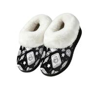 Myfsucce Pantofole soffici da donna e uomo, calde e accoglienti, con retro | Collare in pelliccia sintetica pelosa, suola in gomma TPR antiscivolo, per interni ed esterni, per sport trofei scarabocchi