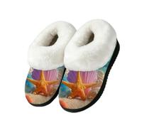 Myfsucce Pantofole soffici da donna e uomo, calde e accoglienti, con retro | Collare in pelliccia sintetica pelosa, suola in gomma TPR antiscivolo, per interni ed esterni, conchiglie colorate