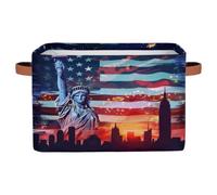 Myfsucce Scatole portaoggetti in tessuto con manici, statua della libertà americana, pieghevoli, grandi cesti portaoggetti per la casa, 38 x 28 x 24 cm, confezione da 1
