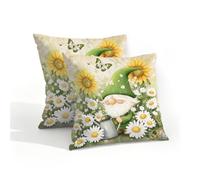 Myfsucce Set di 2 federe per cuscini impermeabili da esterno, 40 x 40 cm, stampa floreale su entrambi i lati, con cerniera invisibile, per giardino, patio, divano, camera da letto
