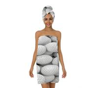 Myfsucce Set di asciugamani per capelli in microfibra e asciugamani indossabili, con palline da golf, asciugamano da bagno regolabile con turbante per capelli, per donne, doccia, spa