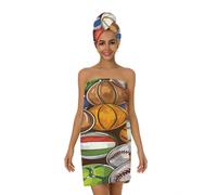 Myfsucce Set di asciugamani per capelli in microfibra e asciugamani indossabili, palline sportive assortite marroni, asciugamano da bagno regolabile con turbante per capelli, per donne, doccia spa