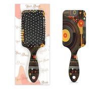 Myfsucce Spazzola per capelli da donna, spazzola districante massaggiante con disco musicale CD, motivo vintage, antistatica, per capelli bagnati/asciutti
