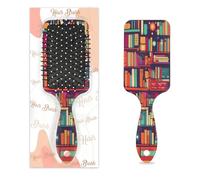 Myfsucce Spazzola per capelli da donna, spazzola districante massaggiante con motivo a libri, spazzola lisciante antistatica per capelli bagnati/asciutti