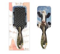 Myfsucce Spazzola per capelli da donna, spazzola districante massaggiante con motivo erba bovina, antistatica, per capelli bagnati/asciutti