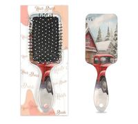 Myfsucce Spazzola per capelli da donna, spazzola districante massaggiante con motivo natalizio con cane camion rosso, antistatica, per capelli bagnati/asciutti
