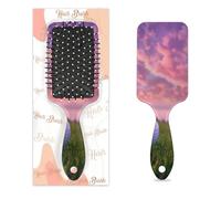 Myfsucce Spazzola per capelli da donna, spazzola districante massaggiante con palla da golf, motivo tramonto erba, antistatica, per capelli bagnati/asciutti