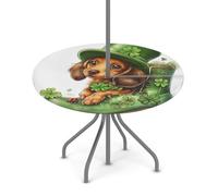 Myfsucce St. Patricks Day Boots Tovaglia impermeabile per esterni con foro per ombrello e bordo elastico, design aderente per patio, giardino e picnic, poliestere anti-scolorimento con chiusura a