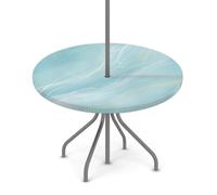 Myfsucce Tovaglia impermeabile per esterni, con foro per ombrello, cerniera e turbinii dorati, colore azzurro, con foro per ombrellone, adatta per tavolo rotondo da patio, 91,4-111,8 cm