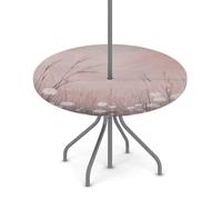 Myfsucce Tovaglia impermeabile per esterni, con foro per ombrello, cerniera, fiori bianchi, cielo rosa, pianeta, tovaglia da giardino elasticizzata con foro per ombrellone, adatta per tavolo rotondo