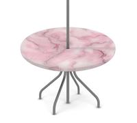 Myfsucce Tovaglia impermeabile per esterni, con foro per ombrello, cerniera, motivo marmo rosa chiaro, tovaglia elasticizzata da giardino con foro per ombrellone, adatta per tavolo rotondo da patio