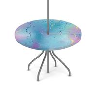 Myfsucce Tovaglia impermeabile per esterni, con foro per ombrello, cerniera, motivo rosa, blu, oro, con foro per ombrellone, adatta per tavolo rotondo da patio, 91,4-111,8 cm