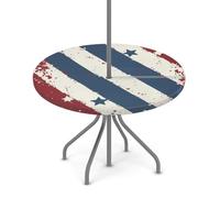 Myfsucce Tovaglia impermeabile per esterni, con foro per ombrello, cerniera obliqua, stelle, strisce, elastica, tovaglia da giardino con foro per ombrellone, adatta per tavolo rotondo da patio, 91,4