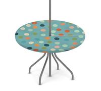 Myfsucce Tovaglia impermeabile per esterni, con foro per ombrello, cerniera testurizzata a pois, tovaglia da giardino elasticizzata con foro per ombrellone, adatta per tavolo rotondo da patio, 91,4