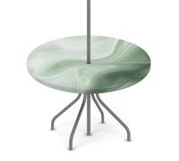 Myfsucce Tovaglia impermeabile per esterni, con foro per ombrello, cerniera, verde menta, onde, marmo, tovaglia da giardino elasticizzata con foro per ombrellone, adatta per tavolo rotondo da patio