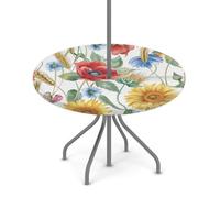 Myfsucce Tovaglia impermeabile per esterni, con foro per ombrellone e bordo elastico, design per patio, giardino e picnic, in poliestere anti-scolorimento, con chiusura a cerniera
