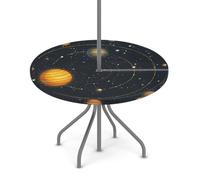 Myfsucce Universe Galaxy Solar System Tovaglia impermeabile per esterni con foro per ombrellone e bordo elastico, design aderente per patio, giardino e picnic, in poliestere anti-scolorimento, con