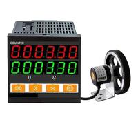 MYFTNP Contametri Digitale da 0 a 999999, Contametri di Lunghezza con Encoder E Rotella in Gomma, Display a Doppia Riga, Protezione da Spegnimento, per Cavi da Pesca