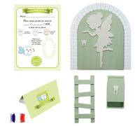 Myfuturshop® Porta Magica della Fata dei Denti - Scatola per Denti, Scala e 4 Certificati di Dente Pulito. Versione francese Per bambino e ragazza, risveglia la magia. (VERDE)