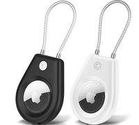 MyGadget 2x Porta AirTag con Attacco in Metallo - Custodia Protettiva Ideale come Tracker per Bagagli | Porta-Chiavi - Case in Nero & Bianco