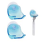 MyGadget 2x Porta Lamette Doccia - Gancio da Appendere Plastica - Ventosa per Parete & Doccia - Porta Lametta/Rasoi Manuale - Holder Bagno Blu