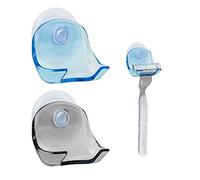 MyGadget 2x Porta Lamette Doccia - Gancio da Appendere Plastica - Ventosa per Parete & Doccia - Porta Lametta/Rasoi Manuale - Holder Bagno Nero & Blu