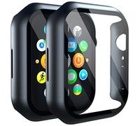 MyGadget Cover [2 pezzi] compatibile con Apple Watch 7 | 8 | 9 41 mm - Custodia 360 gradi - con protezione per lo schermo 9H e telaio rigido in nero