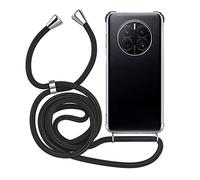 MyGadget Cover per Huawei Mate 50 Pro - Custodia con Corda - Case con Cordino Trasparente Antiurto | Bumper con Laccio | Tracolla - Practical Stylish - Nero
