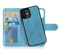 MyGadget Cover per iPhone 12 Mini - Custodia Libretto Magnetica - Custodia Portafoglio Flip Wallet Case Porta Carte Similpelle PU Removibile Blu Chiaro