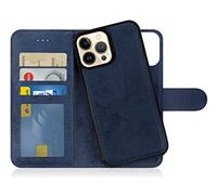 MyGadget Cover per iPhone 13 Pro Max - Custodia Libretto Magnetica - Custodia Portafoglio Flip Wallet Case Porta Carte in Similpelle PU Removibile Blu Scuro