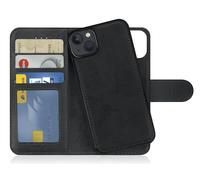 MyGadget Cover per iPhone 14 Plus - Custodia Libretto Magnetica - Custodia Portafoglio Flip Wallet Case Porta Carte in Similpelle PU Removibile Grigio Nero
