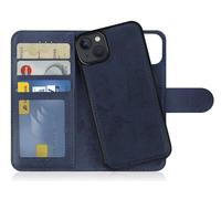 MyGadget Cover per iPhone 14 Plus - Custodia Libretto Magnetica - Custodia Portafoglio Flip Wallet Case Porta Carte in Similpelle PU Removibile Blu Scuro