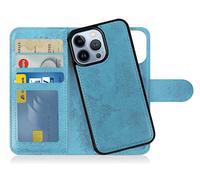 MyGadget Cover per iPhone 14 Pro - Custodia Libretto Magnetica - Custodia Portafoglio Flip Wallet Case Porta Carte in Similpelle PU Removibile Blu Chiaro