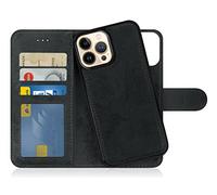MyGadget Cover per iPhone 14 Pro Max - Custodia Libretto Magnetica - Custodia Portafoglio Flip Wallet Case Porta Carte in Similpelle PU Removibile Grigio Nero