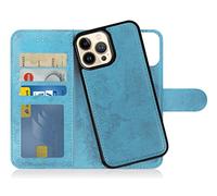 MyGadget Cover per iPhone 14 Pro Max - Custodia Libretto Magnetica - Custodia Portafoglio Flip Wallet Case Porta Carte in Similpelle PU Removibile Blu Chiaro