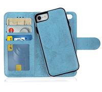 MyGadget Cover per iPhone SE 2022 | 2020 | 7 | 8 - Custodia Libretto Magnetica - Custodia Portafoglio Flip Wallet Case Porta Carte in Similpelle Removibile Blu Chiaro