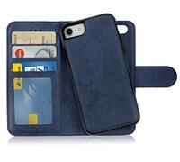 MyGadget Cover per iPhone SE 2022 | 2020 | 7 | 8 - Custodia Libretto Magnetica - Custodia Portafoglio Flip Wallet Case - Porta Carte in Similpelle Removibile Blu Scuro