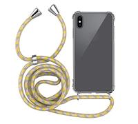 MyGadget Cover per iPhone XS Max - Custodia con Corda - Case con Cordino Trasparente Antiurto con Laccio | Tracolla - Practical Stylish - Giallo