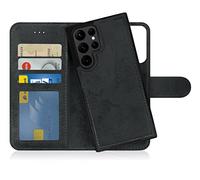 MyGadget Cover per Samsung Galaxy S22 Ultra - Custodia Libretto Magnetica - Custodia Portafoglio Flip Wallet Case - Porta Carte in Similpelle PU Removibile - Grigio Nero