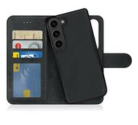 MyGadget Cover per Samsung Galaxy S23 - Custodia Libretto Magnetica - Custodia Portafoglio Flip Wallet Case - Porta Carte in Similpelle PU Removibile Grigio Nero