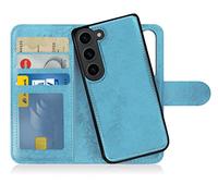 MyGadget Cover per Samsung Galaxy S23 - Custodia Libretto Magnetica - Custodia Portafoglio Flip Wallet Case - Porta Carte in Similpelle PU Removibile Azzurro