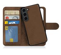 MyGadget Cover per Samsung Galaxy S23 Plus - Custodia Libretto Magnetica - Custodia Portafoglio Flip Wallet Case - Porta Carte in Similpelle PU Removibile Marrone